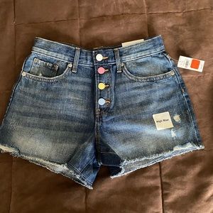 OLD NAVY - high-rise, adjustable waist, pastel button-fly denim shorts - 14